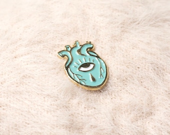 Blue Anatomical Heart Enamel Pin