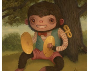 Cymbal Monkey - 6x6 Art Print