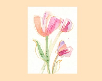 Watercolor Painting Tulips 3