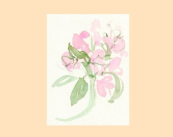 Watercolor Painting Pink Flowers