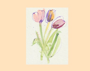 Watercolor Painting Tulips 2