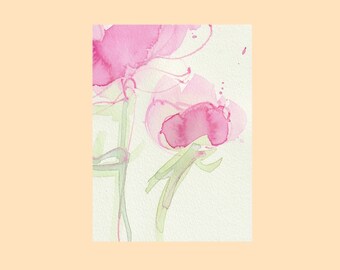 Watercolor Painting pink Peony