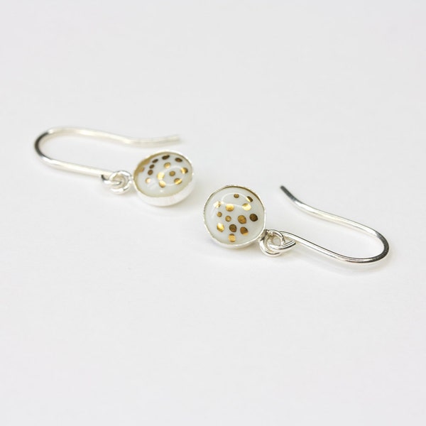 Earrings - Porcelain - silver, gold and white - Decor