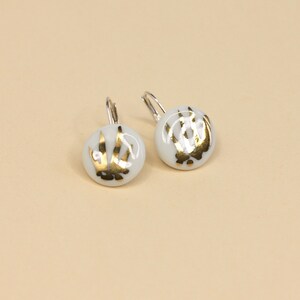 Earrings - Porcelain - gold, white and silver - Decor