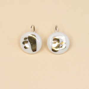 Earrings - Porcelain - gold, white and silver - Decor