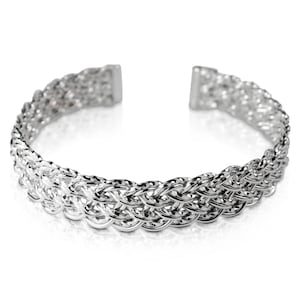 Basket Weave Bracelet, Sterling Silver Cuff, Silver Cuff Bracelets for Women, Celtic Bracelet, Hand Woven Bracelet, Silver Braided Bracelet