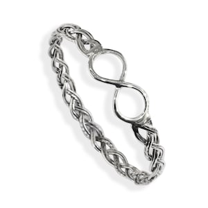 Silver Woven Bracelet, Infinity Bangle, Infinity Bracelet, Celtic Bangle, Handmade Bangle, Eternity Bracelet, Valentines Gift For Her