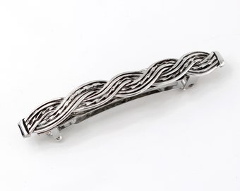 Medium Silver Wave Hair Barrette, Woven Hair Barrette, Sterling Silver Hair Clip, Unique Hair Clip, Handmade Hair Slide, Celtic Hair Clip