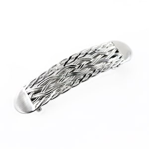 Medium Woven Sterling Silver Hair Barrette with Polished Ends, Silver Hair Clip, French barrette, Woven Hair Slide, Handmade Hair Accessory