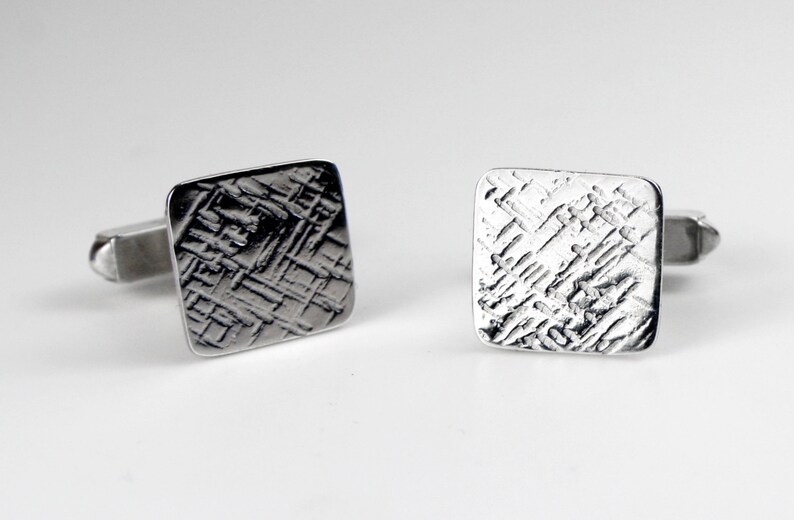 Groomsmen Gift Hammered Modern Design Sterling Rectangle Bar Cuff Links Wedding Cuff Links