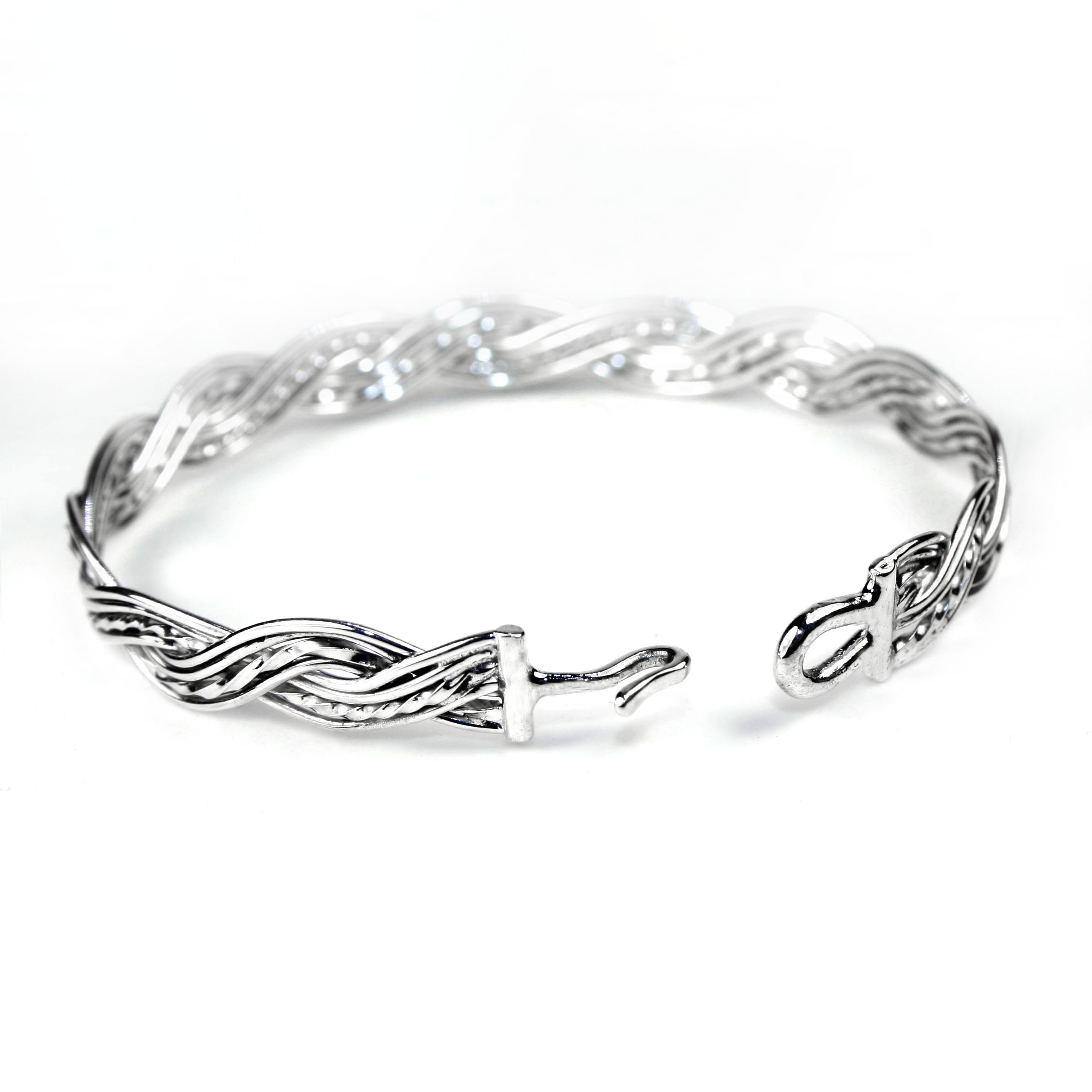 Sterling Silver Woven Bracelet Bracelet With Hook Clasp Etsy UK
