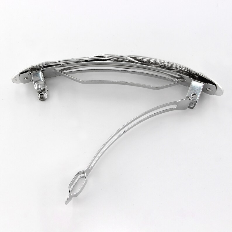Large Sterling Silver Hair Barrette With Hand Woven Design, Hair