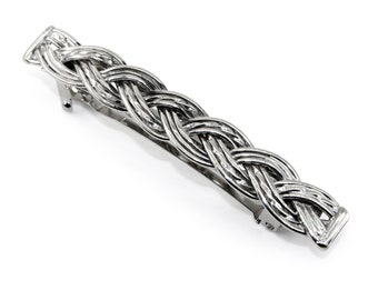 Medium Woven Sterling Silver Hair Barrette, Celtic Hair Barrette, Silver Hair Clip, Hair Slide, French barrette, Handmade Hair Accessory