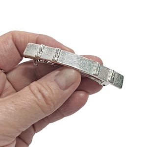 Medium Sterling Silver Hair Barrette with Woven Detail, Textured Silver Hair Clip, French Barrette, Silver Hair Slide, Birthday Gift for Her