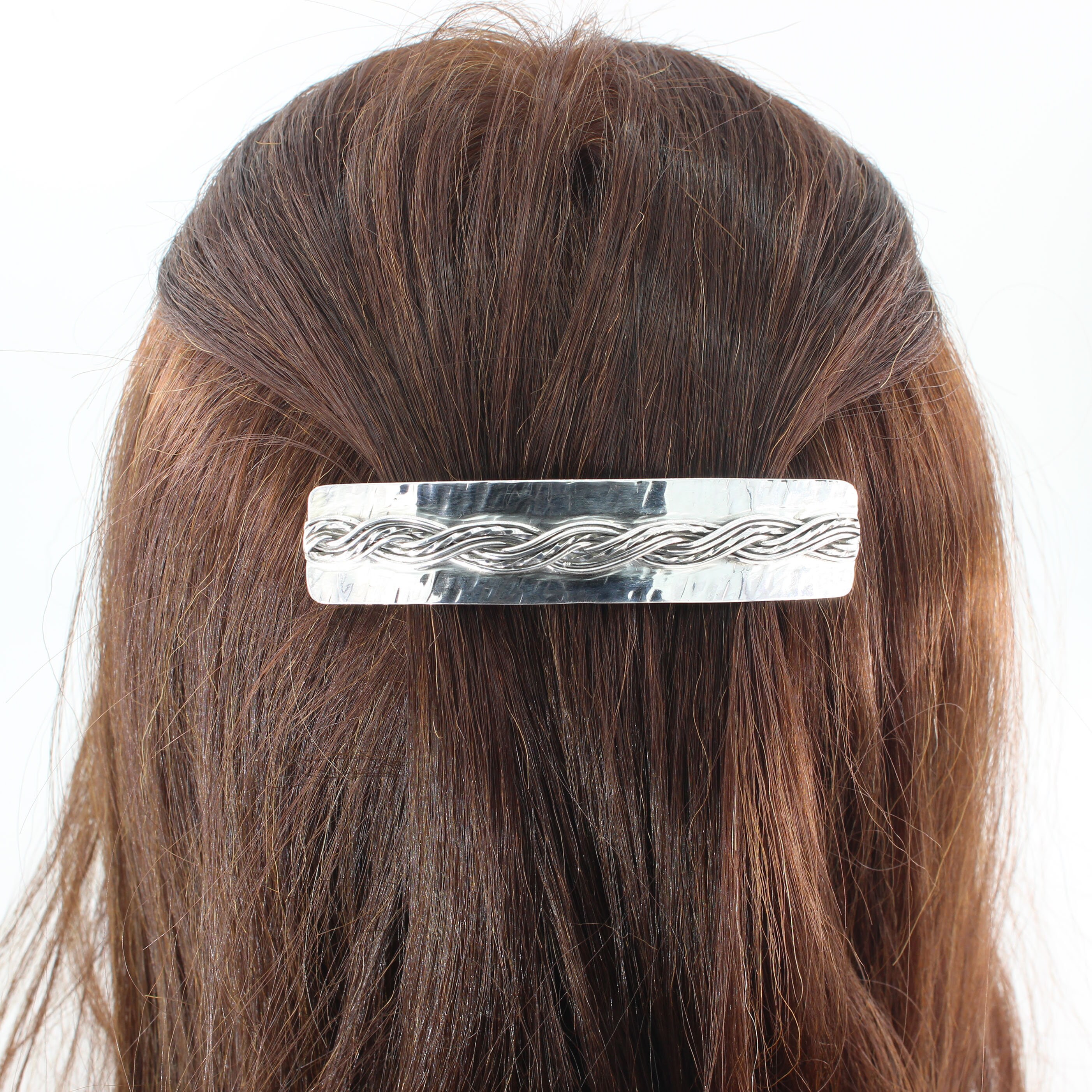 Large Sterling Silver Hair Barrette with Woven and Textured Etsy