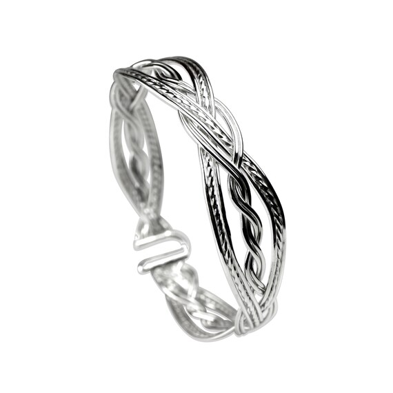 Silver Woven Bracelet for Women, Celtic Silver Bracelet 925, Handmade Braided Bracelet, Christmas Gift for Girlfriend, 25th Anniversary Gift