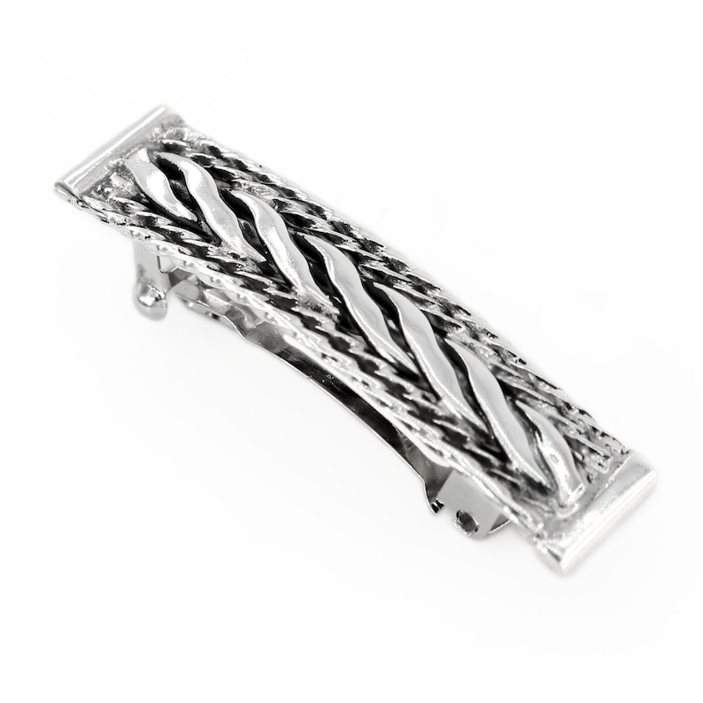 Dervivea Mini Haarspange Aus Metall – Silberne Schleife, Rutschfest, Für Pony & Kleine Haarknoten
