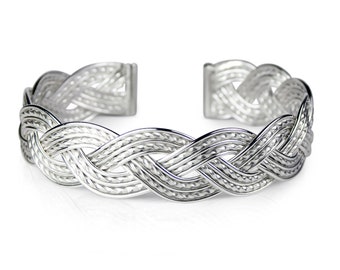 Silver Bracelet, Braided Cuff, Woven Bracelet, Celtic Bracelet, Handmade Bracelet, Silver Woven Cuff, Custom Made Jewellery, Made in UK