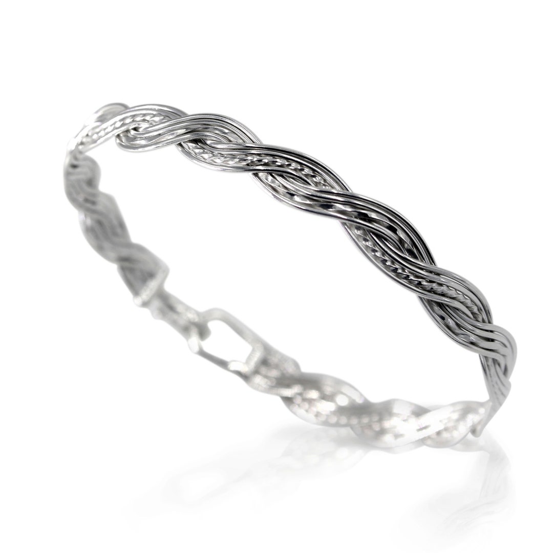 Sterling Silver Woven Bracelet, Bracelet With Hook Clasp, Handmade