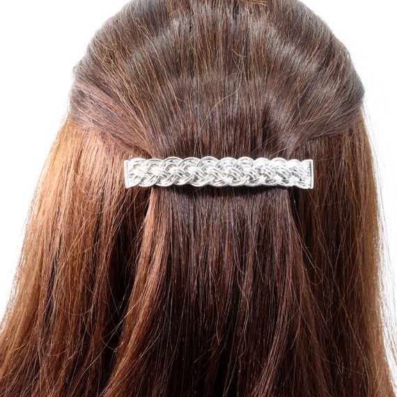 Large silver 2024 hair barrette