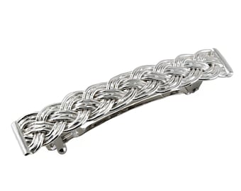 Silver Hair Barrette, Medium Basket Weave Hair Clip, Celtic Hair Barrette, Hair Accessories for Women, Christmas Gift for Mum, Gift for Wife