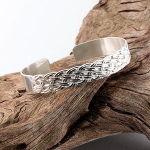 Celtic Cuff Bracelet For Men, Mans Silver Cuff, Sterling Silver Woven Bracelet, Handmade Jewellery Gift for Men, Birthday Gift for Husband