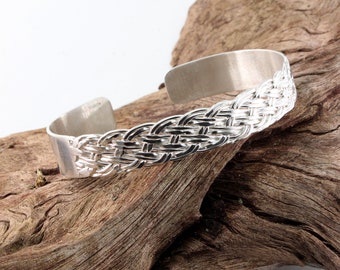 Celtic Cuff Bracelet For Men, Mans Silver Cuff, Sterling Silver Woven Bracelet, Handmade Jewellery Gift for Men, Birthday Gift for Husband