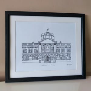 Liverpool Town Hall Art Print, Pen Drawing, Unframed 8&quot; x 10&quot; Souvenir, Giclee Wall Print, Wedding Anniversary Gift