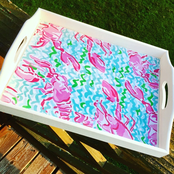 Custom Wooden Lilly Pulitzer Print Tray Preppy Style Etsy