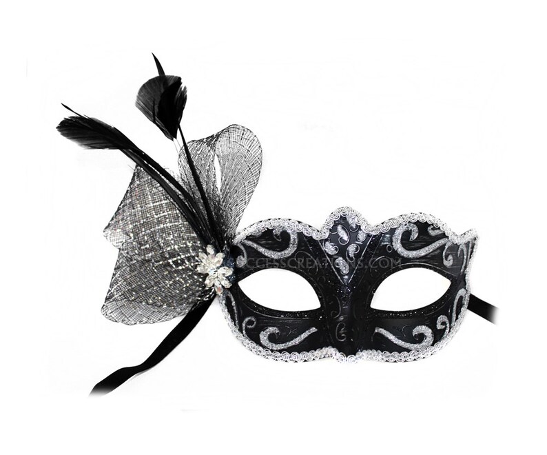 Ursula Black And Silver Decorated Masquerade Ball Etsy