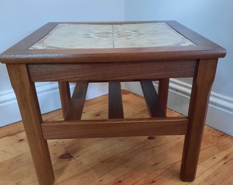 Vintage Modernist Tiled Top Teak Coffee Side end Table