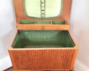 Vintage Morco Mid Century Wooden Sewing Box
