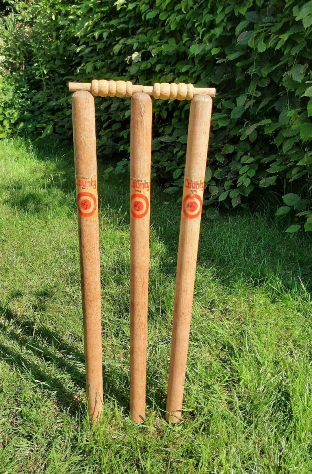 Vintage Hunts County Bats Cricket Stumps Full Size Pro Ash Wooden