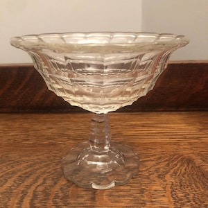 Vintage Retro Pressed Glass Sugar Bowl