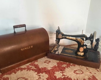 Vintage Singer Hand Crank Semi Industrial 15k Sewing Machine Dated To 1923