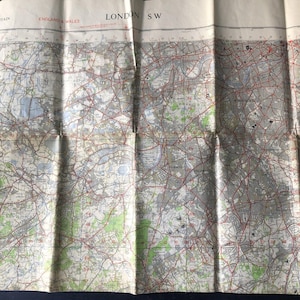 Mapa antigo do National Grid Ordnance Survey emitido pelo War Office London South West