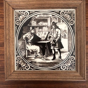 Vintage Framed Jan Luyken Brown Tile De Dokter