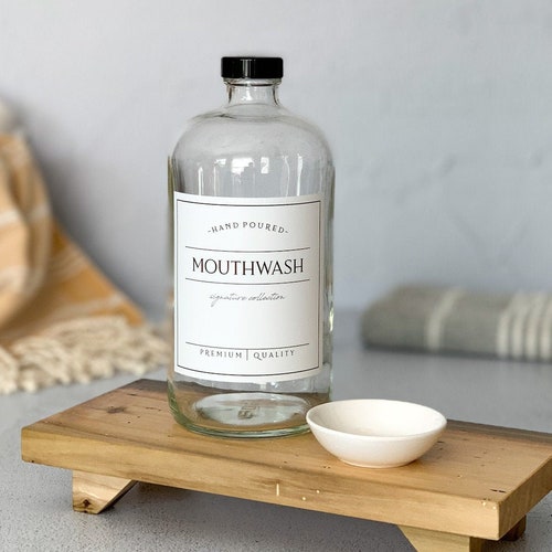 32oz CLEAR Glass Large Mouthwash Bottle Refillable Bottles Etsy