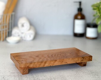 Countertop Tray - White Oak Tray - Pedestal Tray - Kitchen Counter Tray - Bathroom Vanity Tray - Wooden Tray