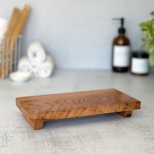 Countertop Tray - White Oak Tray - Pedestal Tray - Kitchen Counter Tray - Bathroom Vanity Tray - Wooden Tray