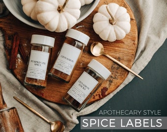 APOTHECARY Spice Labels - Vinyl Waterproof Spice Jar Labels - Seasoning Labels - Pantry Labels