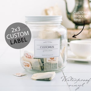 CUSTOM 2x3 SIGNATURE Style Label - Vinyl Labels - Canister Labels - Jar Labels - Labels for Bins - Waterproof Labels