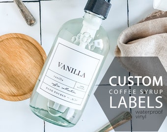 Custom APOTHECARY Coffee Syrup Labels - Waterproof Label - Coffee Flavor Labels - Coffee Bar Labels - Create Your Own Label