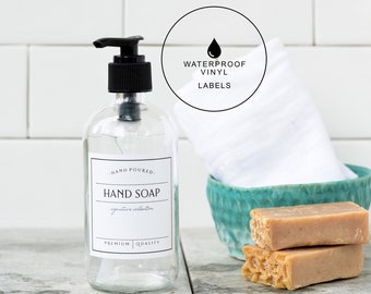 Small 2.5" SIGNATURE Labels - Waterproof Vinyl Labels - 8oz Bottle Labels - Hand Soap Label- Designer Labels - Bathroom Labels