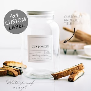 CUSTOM 4x4 Label - Vinyl Labels - Canister Labels - Jar Labels - Labels for Bins - Waterproof Labels - Apothecary Labels