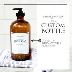 16oz Custom Bottle, Create Your Own Bottle - Glass Bottle with Waterproof Label, Choose Your Glass Color, SIGNATURE STYLE