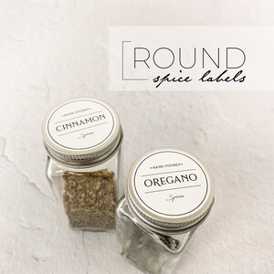 Round Spice Labels - Set of 12 - Vinyl Waterproof Spice Lid Labels - Circle Spice Labels - Pantry Labels