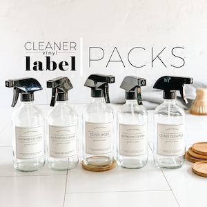 3" Cleaner Label Packs - Waterproof Vinyl Labels - Mix & Match Cleaner Labels - Essential Oil Labels - 16oz Bottle Labels