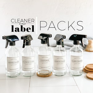 3" Cleaner Label Packs - Waterproof Vinyl Labels - Mix & Match Cleaner Labels - Essential Oil Labels - 16oz Bottle Labels