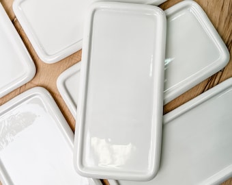 WHOLESALE White Ceramic Trays - Soap Bottle Tray - White Porcelain Tray - Ceramic Plate - White Rectangle Plate - Large Quantity Orders